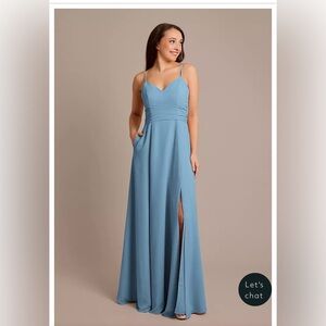 CHIFFON BACK TIE A-LINE DRESS,LAKE,16